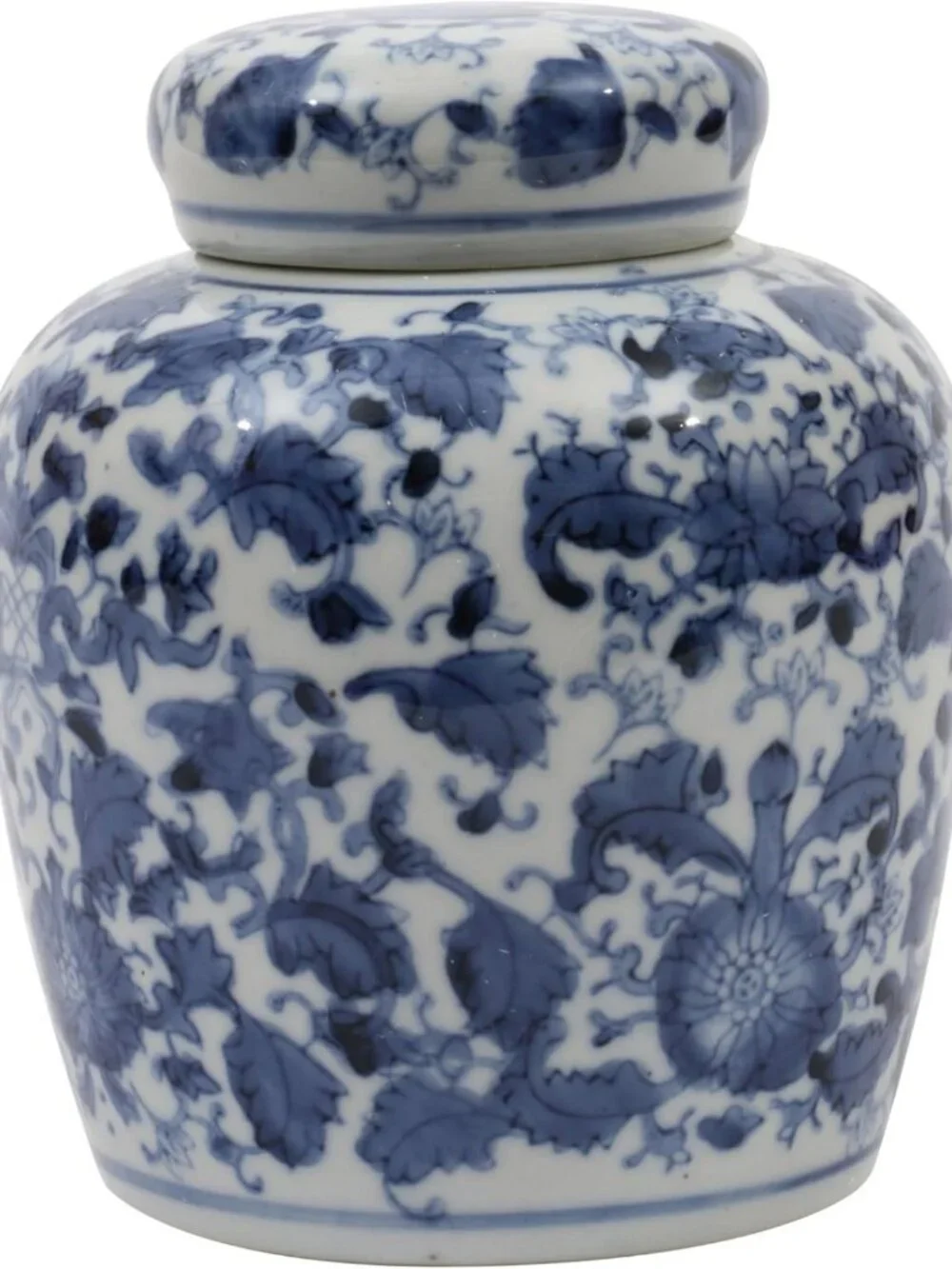 Chic Blue & White Ceramic Ginger Jar with Lid - Stylish Home Decor Accent
